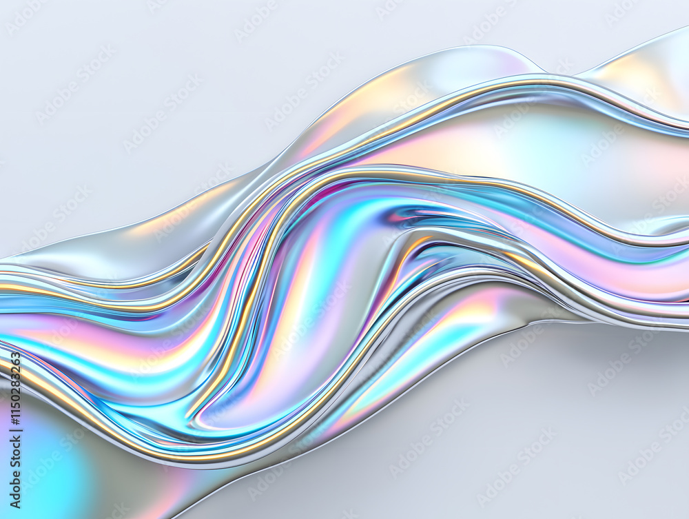 Poster flowing abstract iridescent patterns digital space graphic design minimalist environment close-up vi