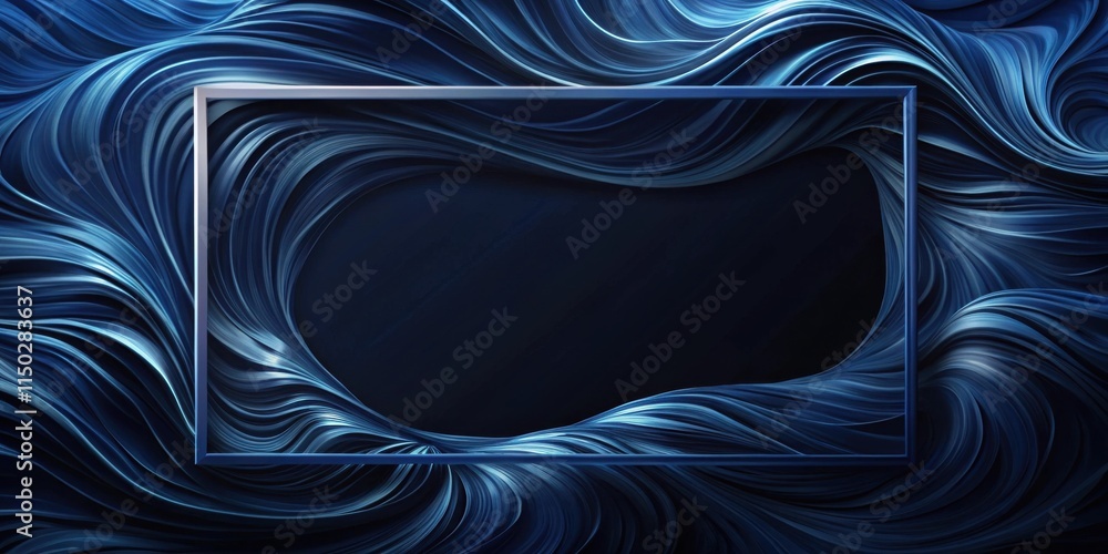 Aufkleber Abstract Navy Blue Swirling Design with Rectangular Frame for Modern Presentation