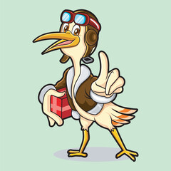 Stork bird deliver package