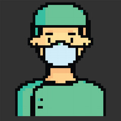 Fototapeta premium Pixel art avatar depicting daily work activities, perfect for digital projects or games.