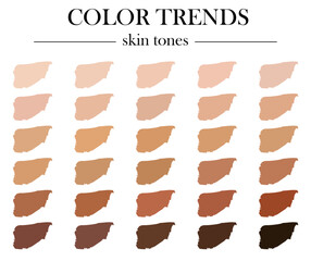 Skin tones color palette. Color trends. 30 selected colors.