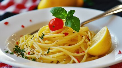 spaghetti pasta with a fork