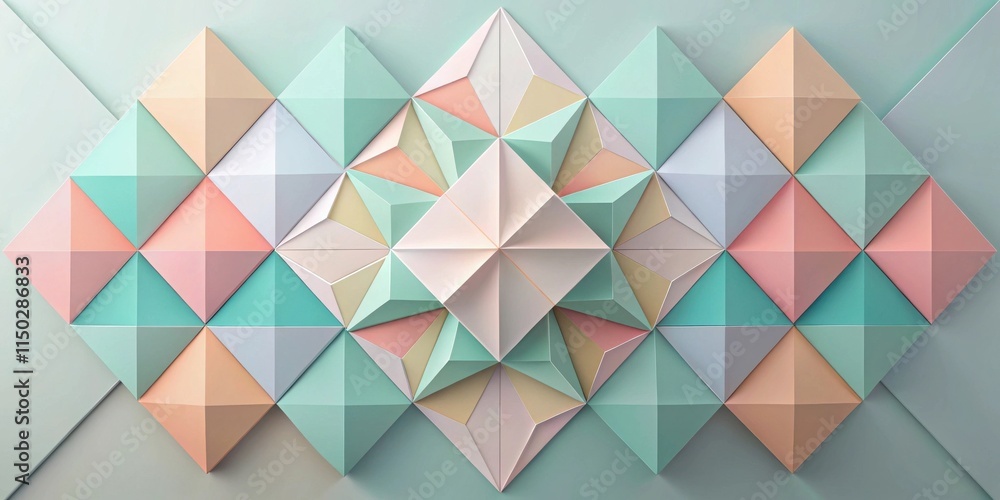 Aufkleber abstract pastel geometric wall panel design featuring interlocking triangular and square shapes