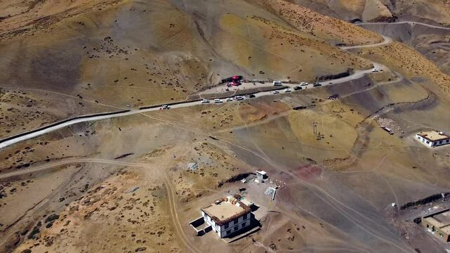 An aerial view of hikkim village has the highest post office in the world, situated at an altitude of 4,400 m. It connects spiti valley to the rest of the world in India.