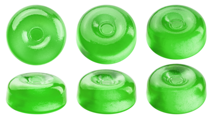 Hard Candy, green fruit caramel, isolated on white background, full depth of field
