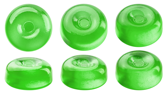 Hard Candy, green fruit caramel, isolated on white background, full depth of field