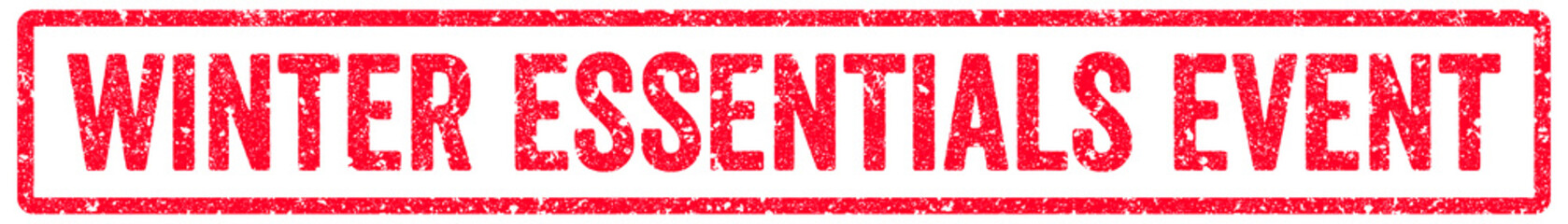 Winter Essentials Event Stamp Transparent Seal, Red Grunge Winter Essentials Event Word Rubber Stamp Seal