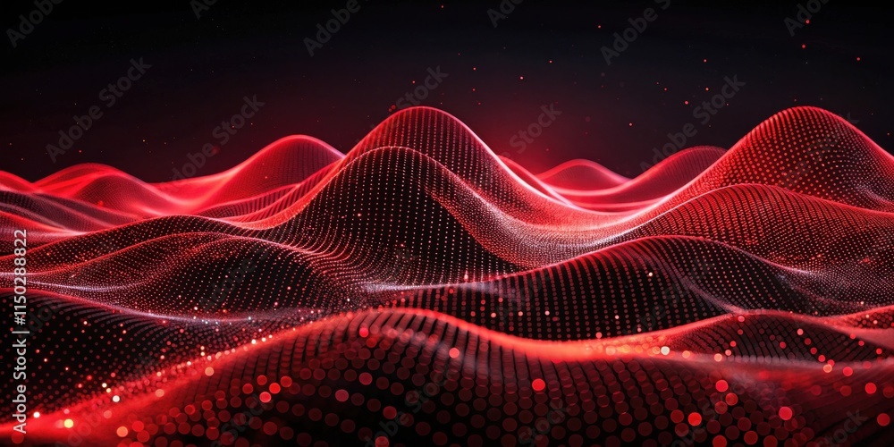 Poster abstract red particle wave landscape digital art background