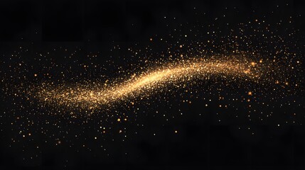 Golden glitter swirls across a dark background