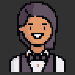 Pixel art avatar depicting daily work activities, perfect for digital projects or games.