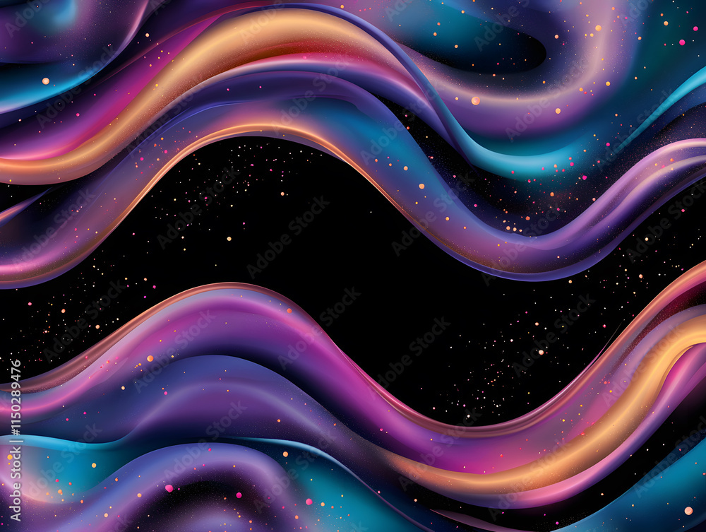 Aufkleber colorful wave patterns in space abstract art digital design vibrant environment artistic viewpoint c