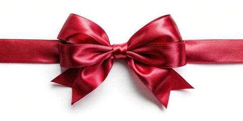 A rich crimson satin ribbon tied in a classic bow, perfect for elegant gift wrapping or celebratory design elements.