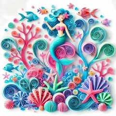 Naklejka premium mermaid with coral reef