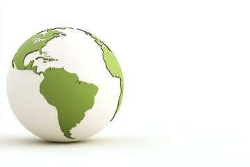 A stylized globe featuring green continents on a white background, symbolizing environmental themes and global awareness.