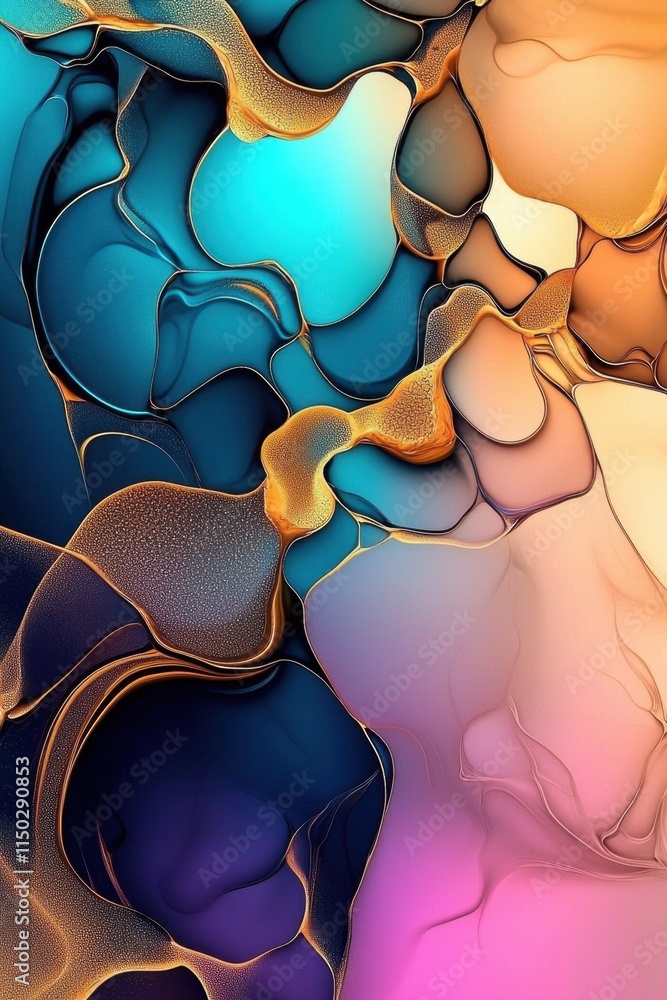 Poster unique abstract patterns created with rich ink textures.