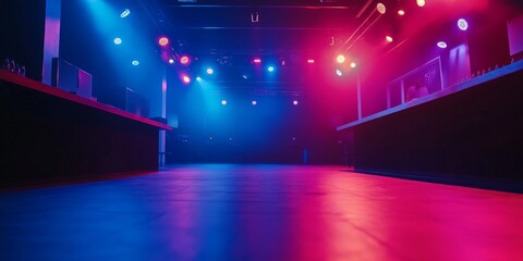 Colorful Dance Floor Illuminated by Vibrant Lights in a Lively Club Atmosphere During an Event at Night