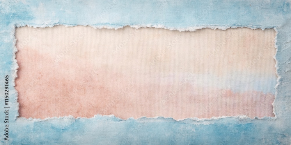 Poster torn paper frame with pastel hues and textured background