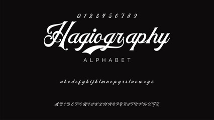Craft vintage typeface design. Graphic display alphabet. Fantasy type letters. Latin characters, numbers. Vector illustration. Old badge, label, logo template.