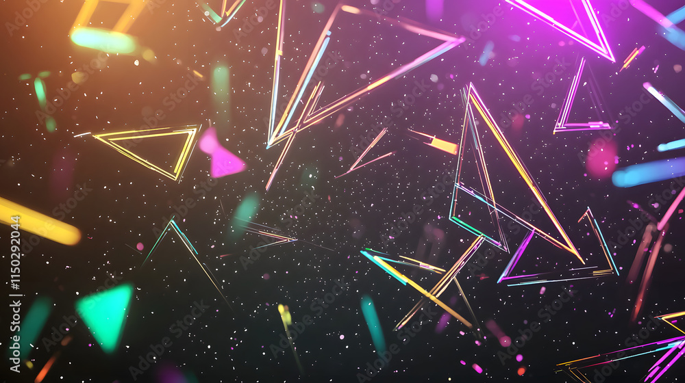 Aufkleber dynamic geometric shapes in motion abstract background digital art colorful spectrum vibrant environ