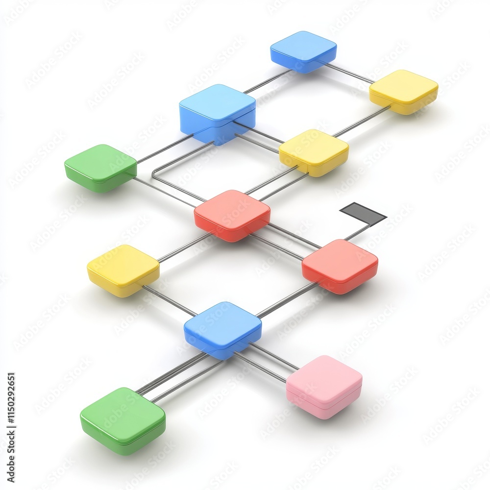 Poster colorful abstract layout with geometric shapes connected by lines in a creative arrangement designed
