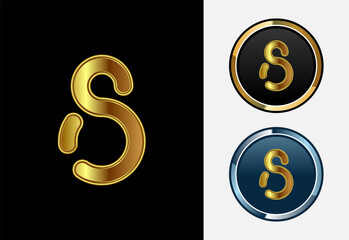 Futuristic alphabet S in gold color style. Graphic alphabet symbol for corporate business identity