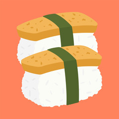 Sushi and seafood. Japanese traditional cuisine, tasty food icon. Asian sushi bar vector and Chinese food flat