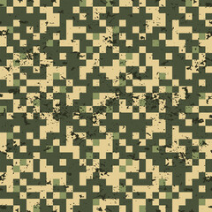 Seamless pattern square green camouflage grunge