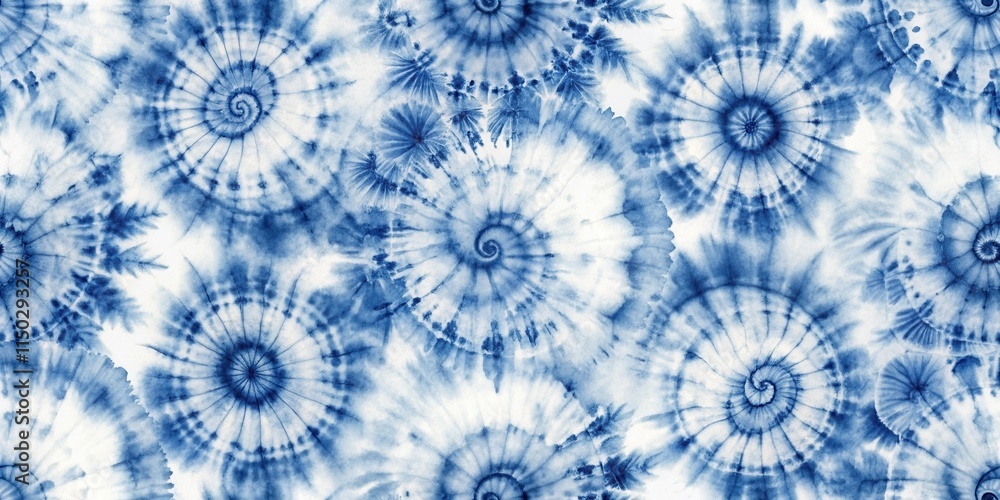 Aufkleber abstract indigo dye spiral pattern for textile design