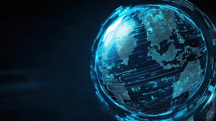 Abstract globe surrounded by digital shields, symbolizing global Insurtech protection and innovation