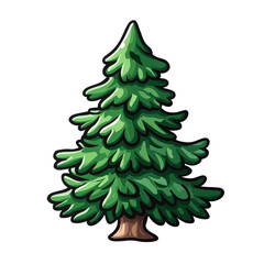 Obraz premium Cartoon evergreen tree illustration.