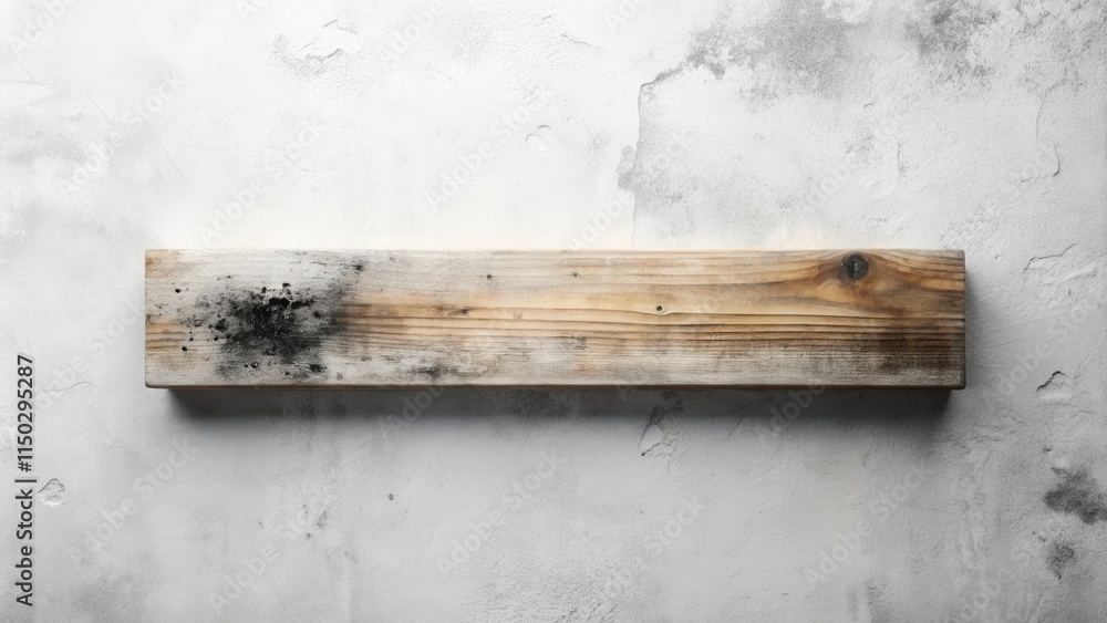 Poster Rustic Weathered Wood Plank on Textured Concrete Background Ideal for Displaying Your Message or Product