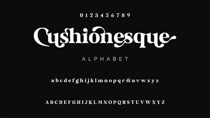 Craft vintage typeface design. Graphic display alphabet. Fantasy type letters. Latin characters, numbers. Vector illustration. Old badge, label, logo template.