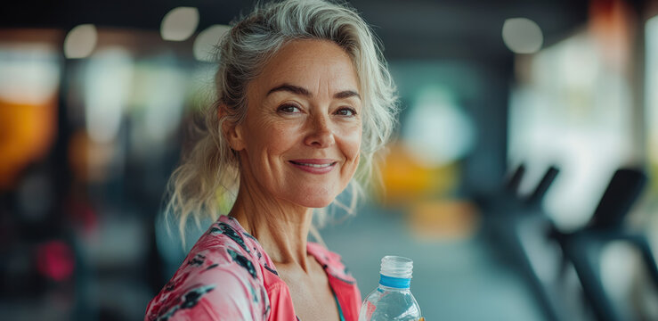 senior woman smiling after gymn