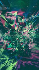 Vibrant Glitched Abstract: Modern Art for Album Music Covers & Wallpapers