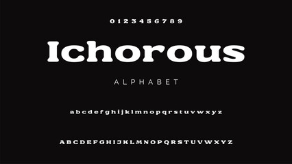 Craft vintage typeface design. Graphic display alphabet. Fantasy type letters. Latin characters, numbers. Vector illustration. Old badge, label, logo template.