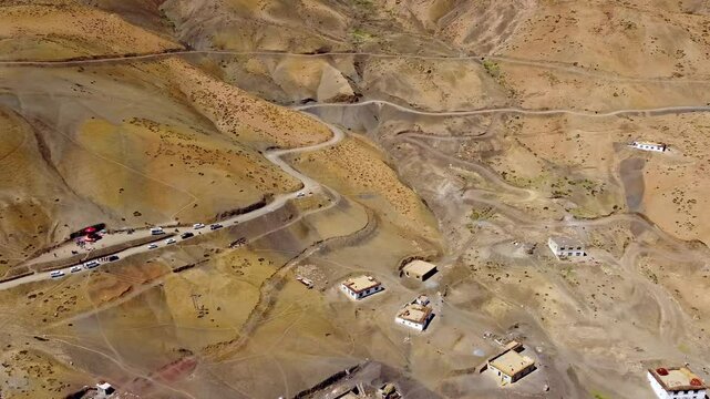 An aerial view of hikkim village has the highest post office in the world, situated at an altitude of 4,400 m. It connects spiti valley to the rest of the world in India.
