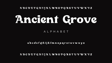 Craft vintage typeface design. Graphic display alphabet. Fantasy type letters. Latin characters, numbers. Vector illustration. Old badge, label, logo template.