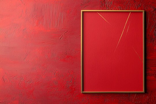Celebrating Chinese New Year with a Thin Gold Border Frame on Vibrant Red Background