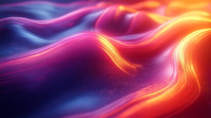 Fototapeta premium Swirling Waves of Vibrant Colors Create a Mesmerizing Abstract Landscape in Glowing Hues of Purple, Orange, and Blue