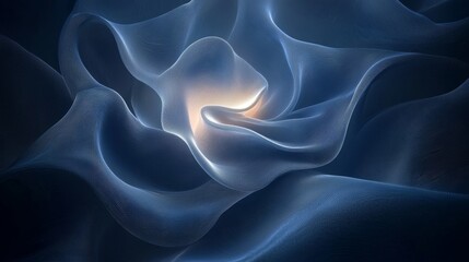 Obraz premium Soft Waves of Blue Light Create a Gentle Glow in an Abstract Swirl, Illustrating a Calming Visual Experience in a Serene Environment