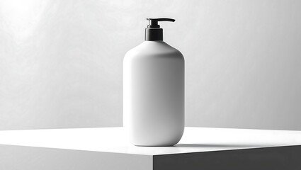 Elegant White Pump Bottle Product Photography Minimalist Studio Shot Clean Design