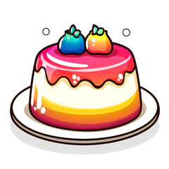 Colorful layered dessert with berries.