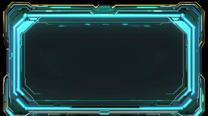 Futuristic glowing frame with neon circuit board patterns
