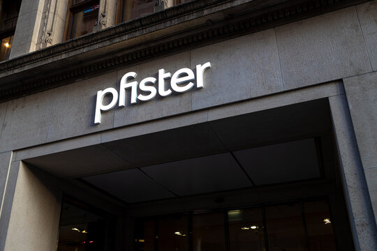 basel, basel stadt, switzerland- 17 12 2024: a pfister store sign