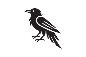 minimalist ugly bird crow vector silhouette black color in white background