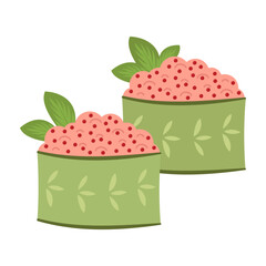 Fresh seafood sushi and traditional Japanese flavors. Vector flat Illustration