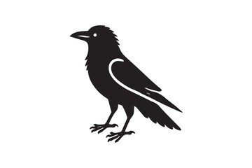 minimalist ugly bird crow vector silhouette black color in white background