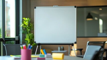 Portable whiteboard with erasable markers for creative thinking modern office space visual tool indoor product concept