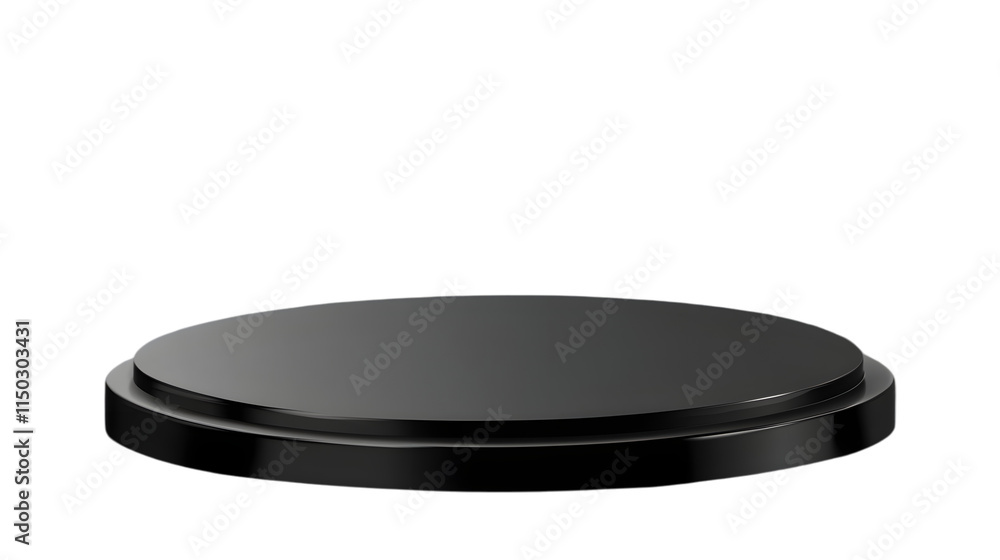Poster abstract curved platform in sleek black design for stylish displays isolated on transparent backgrou