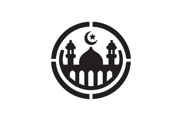 minimalist Islamic religious  vector silhouette black color in white background